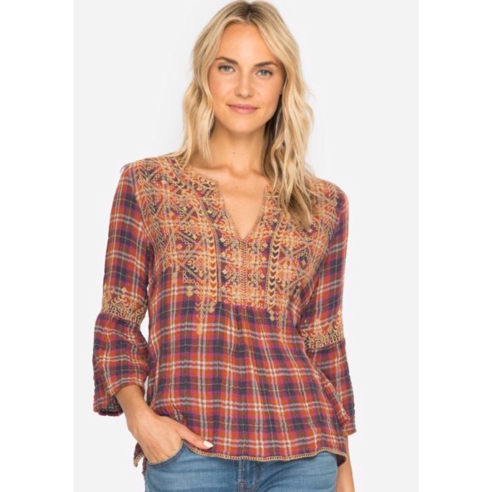 NWT JOHNNY WAS Megan Flare Sleeve Boho Blouse